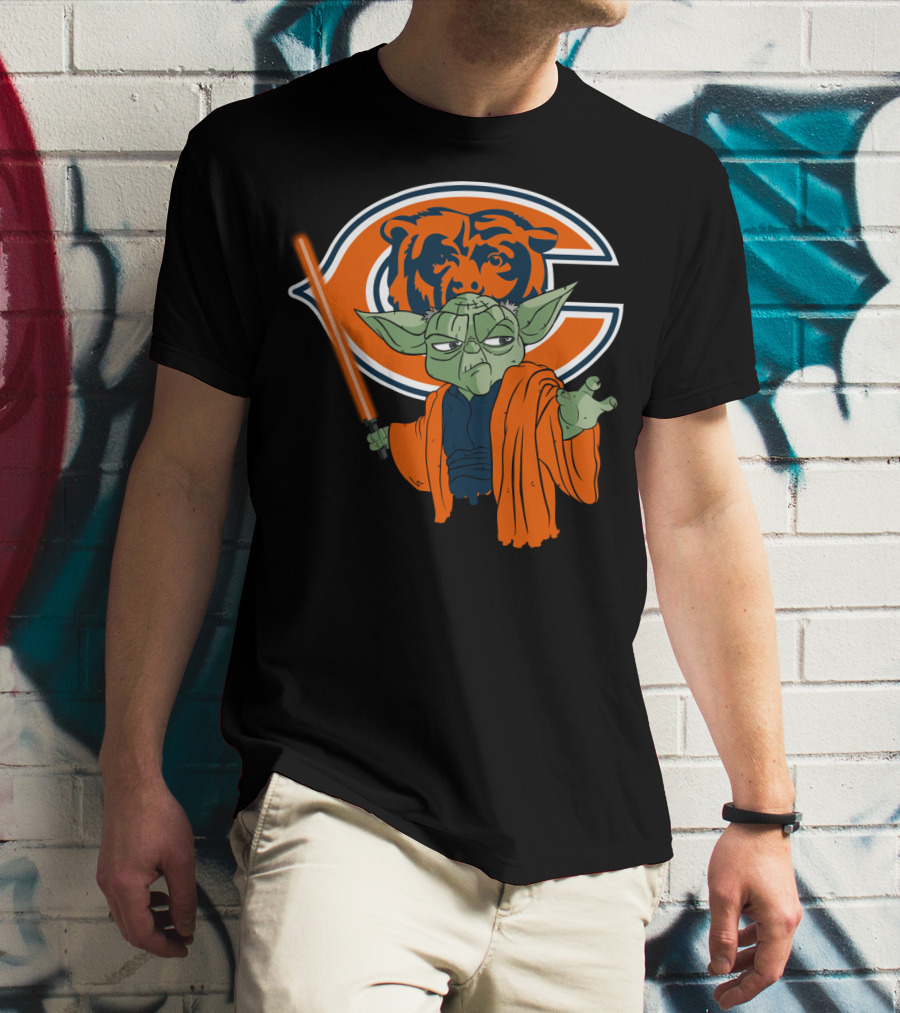 Chicago Bears Yoda Orange Lightsaber T-Shirt