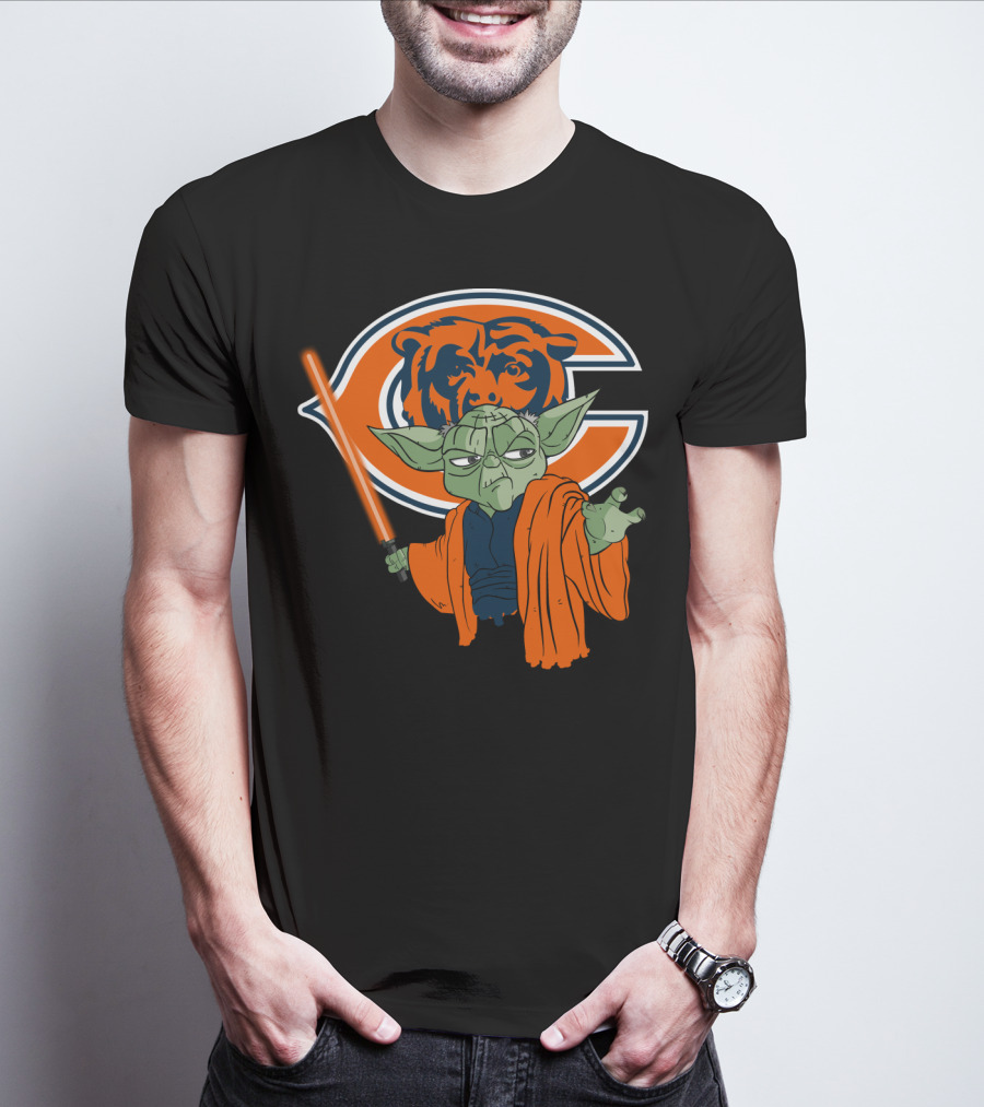 Chicago Bears Yoda Orange Lightsaber T-Shirt