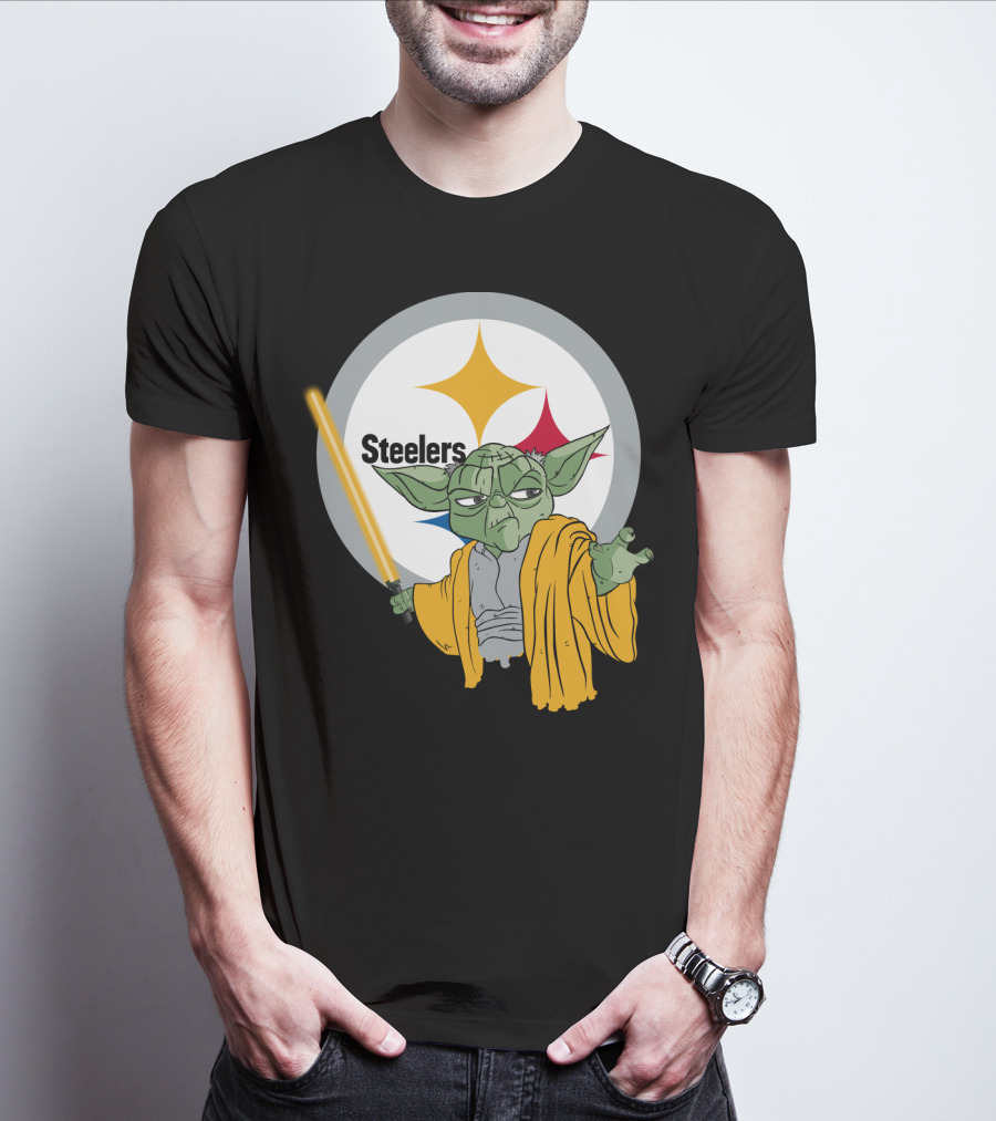 Steelers Yoda Star Wars Crossover With Lightsaber T-Shirt