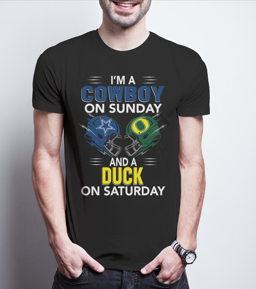 I'm A Cowboy On Sunday And A Duck On Saturday Football Helmets T-Shirt