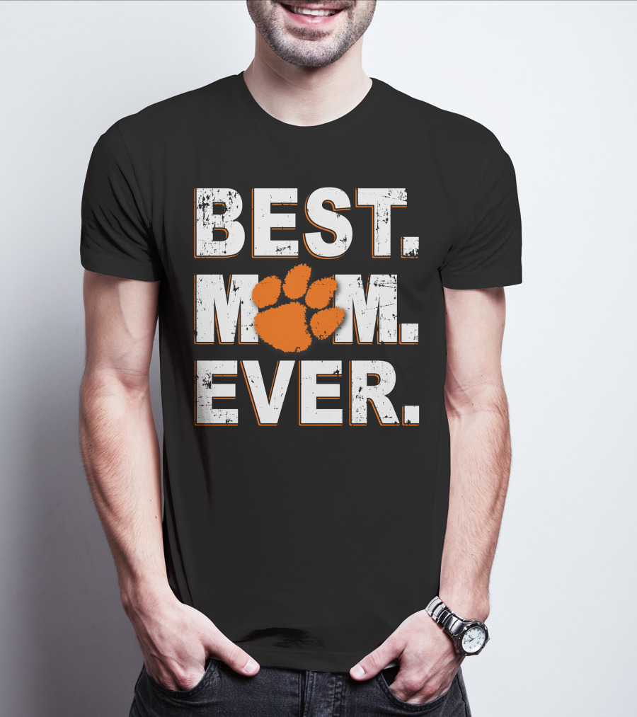 Best Mom Ever Clemson Tigers Paw Print T-Shirt