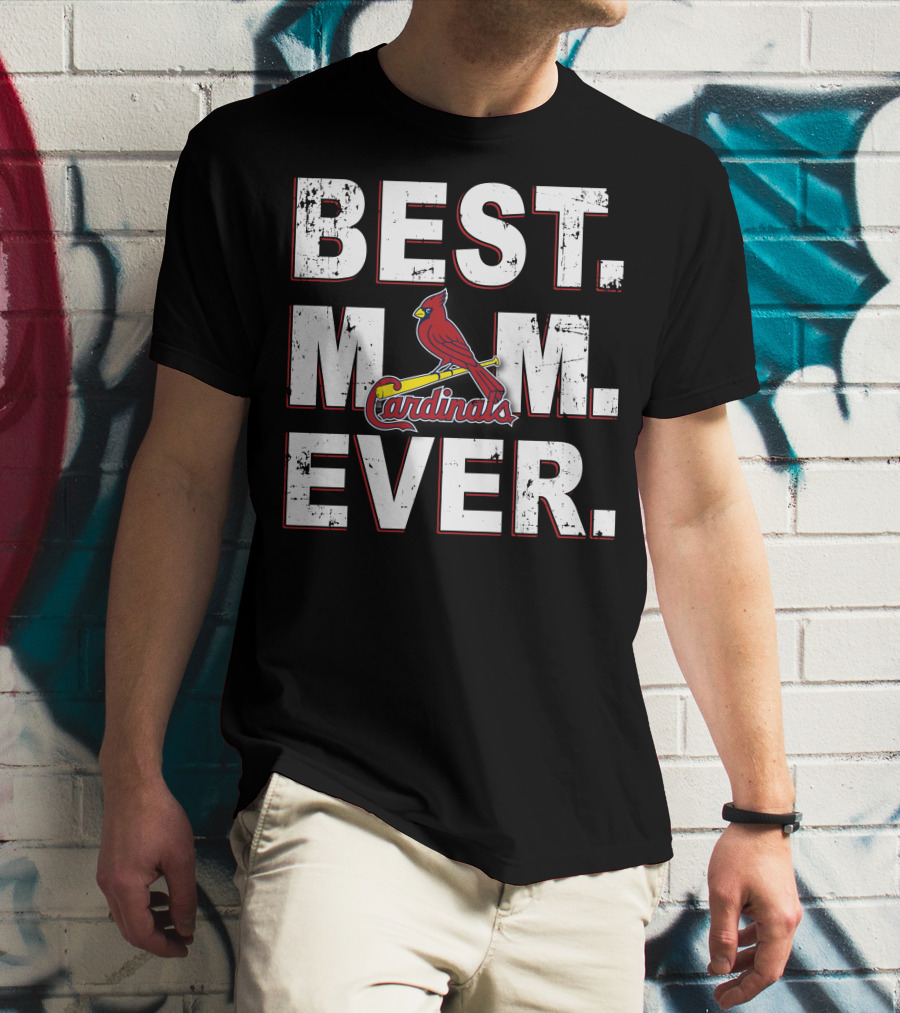 Best Mom Ever Cardinals Red Bird Baseball Fan Celebration T-Shirt