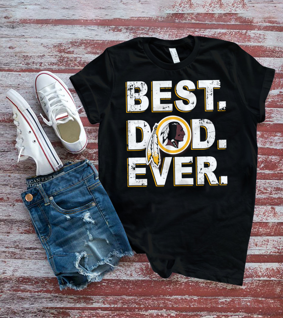 Best Dad Ever Washington Football Feather Symbol T-Shirt