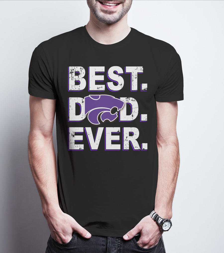 BEST DAD EVER Wildcat Logo Purple And White T-Shirt