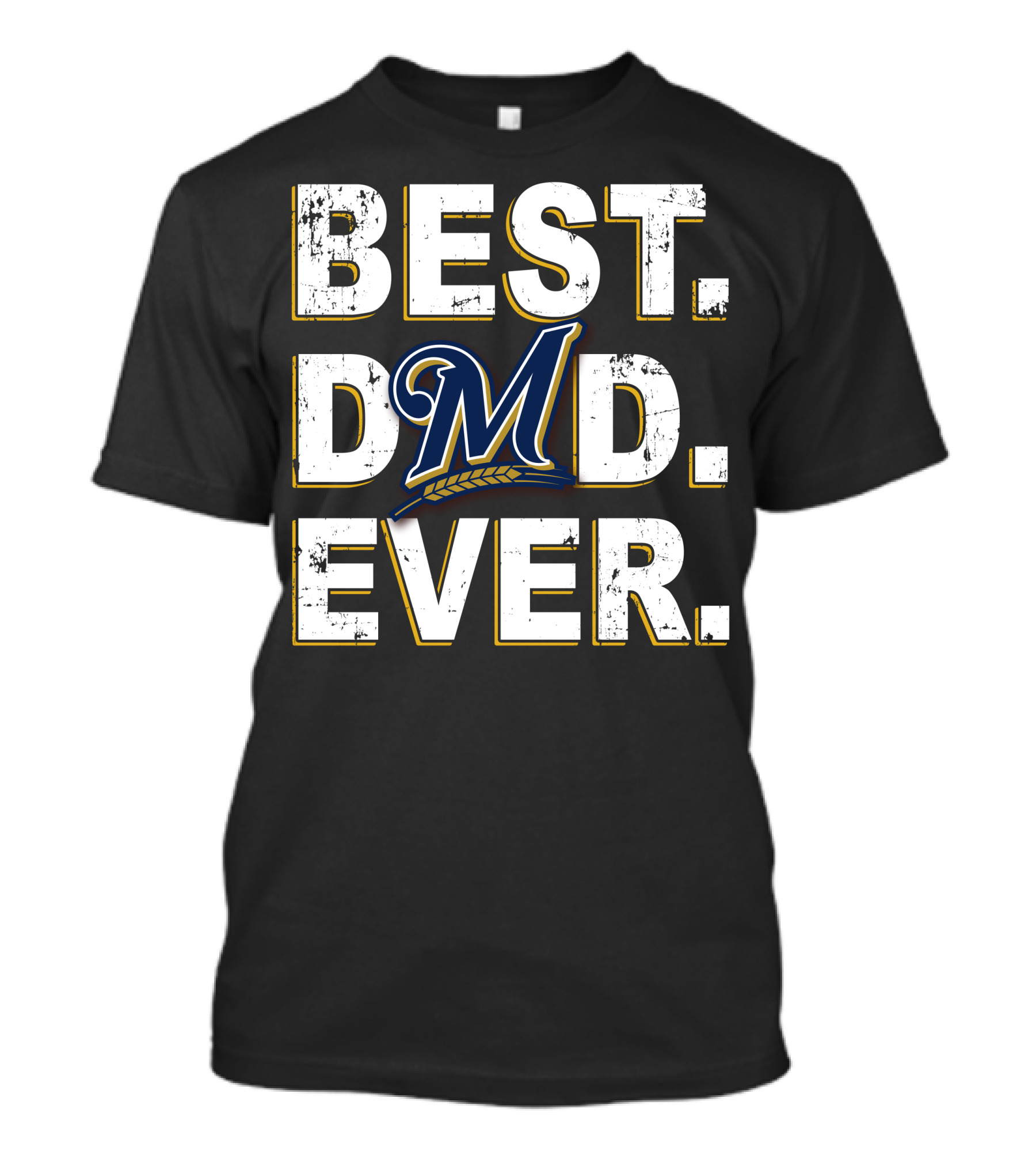 Best Dad Ever M Baseball Milwaukee Brewers T-Shirt