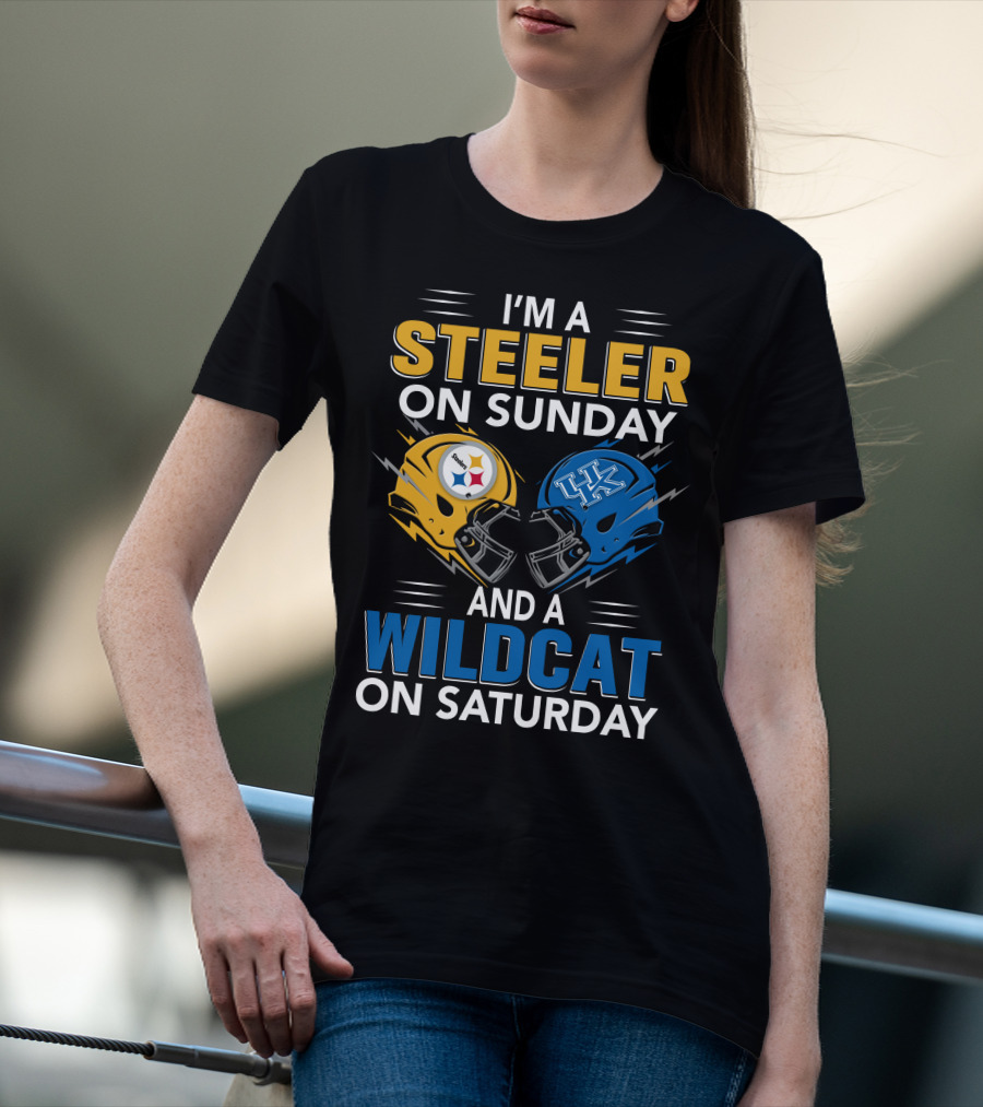 Steeler On Sunday Wildcat On Saturday Football Fan Pride Helmet T-Shirt