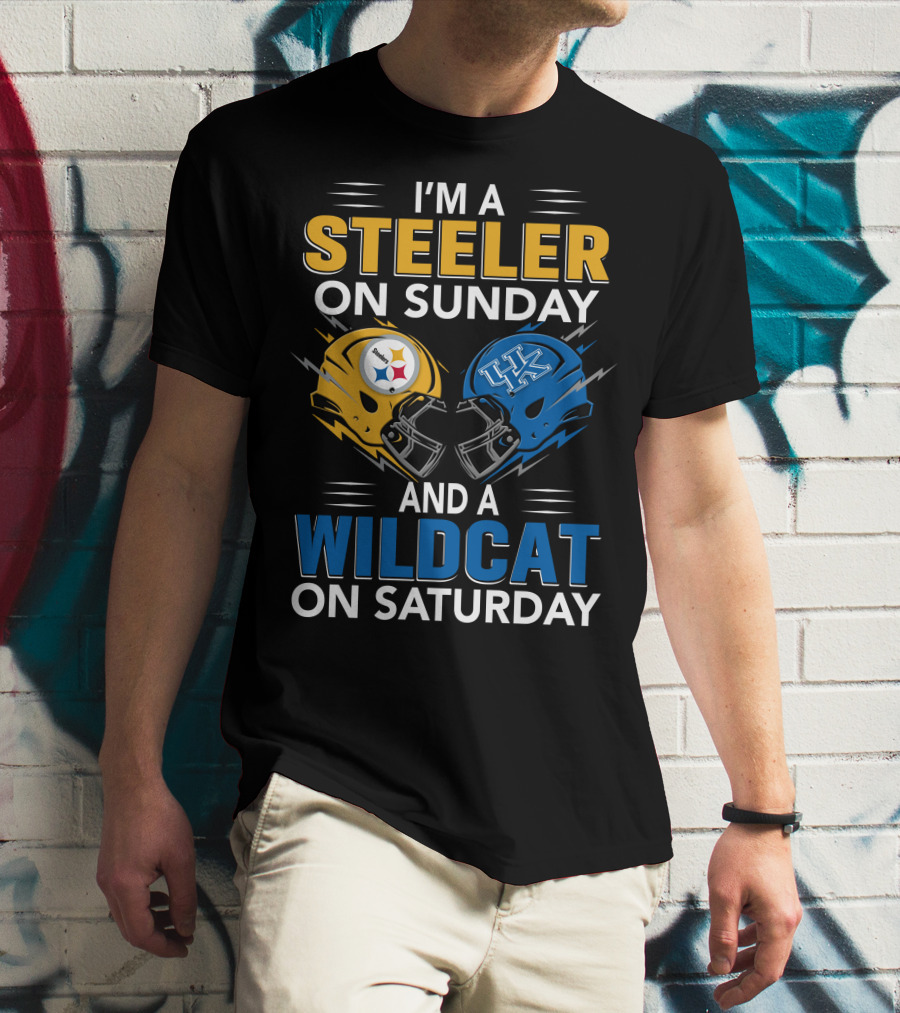 Steeler On Sunday Wildcat On Saturday Football Fan Pride Helmet T-Shirt