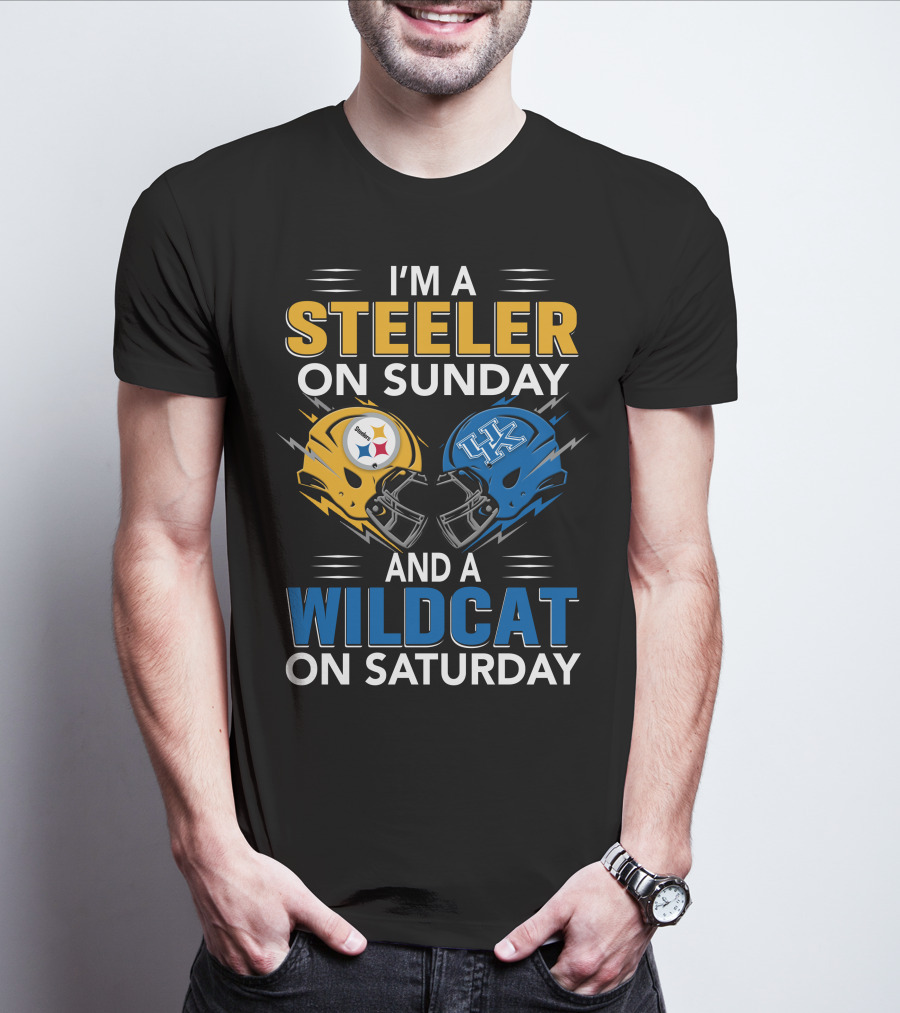 Steeler On Sunday Wildcat On Saturday Football Fan Pride Helmet T-Shirt