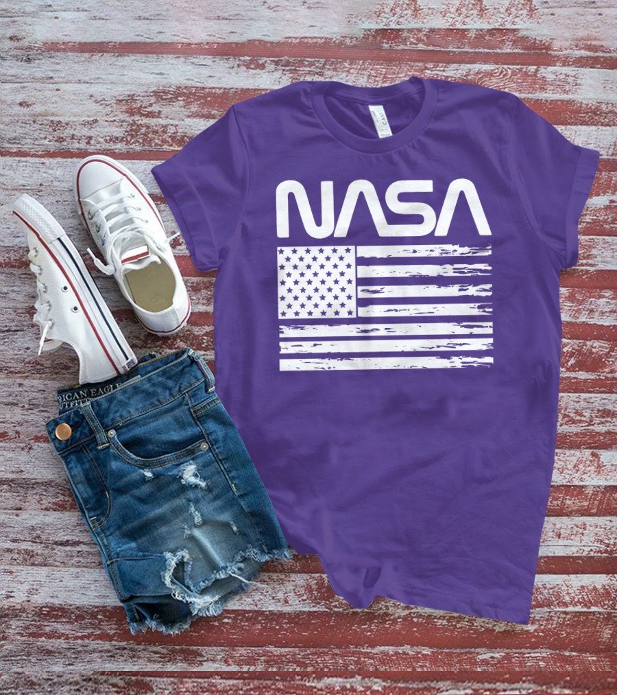 NASA Distressed American Flag Rocketry T-Shirt