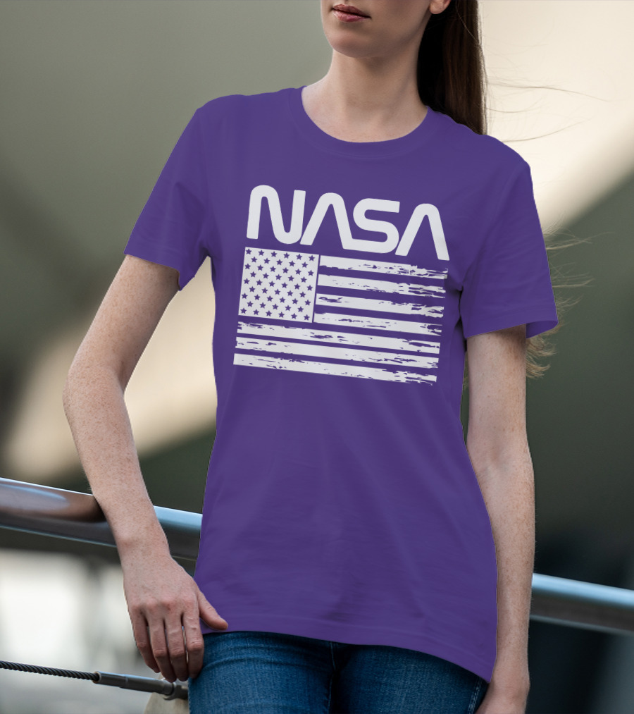 NASA Distressed American Flag Rocketry T-Shirt