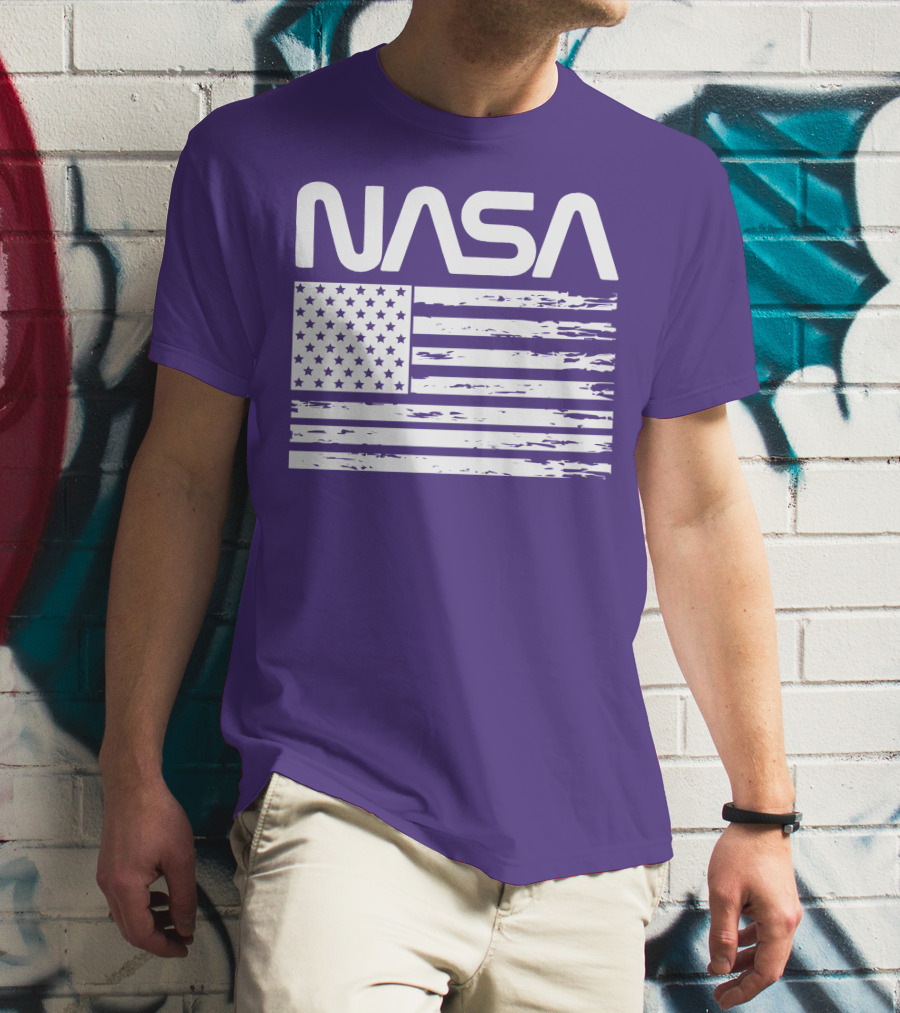 NASA Distressed American Flag Rocketry T-Shirt