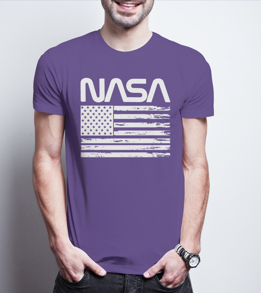 NASA Distressed American Flag Rocketry T-Shirt