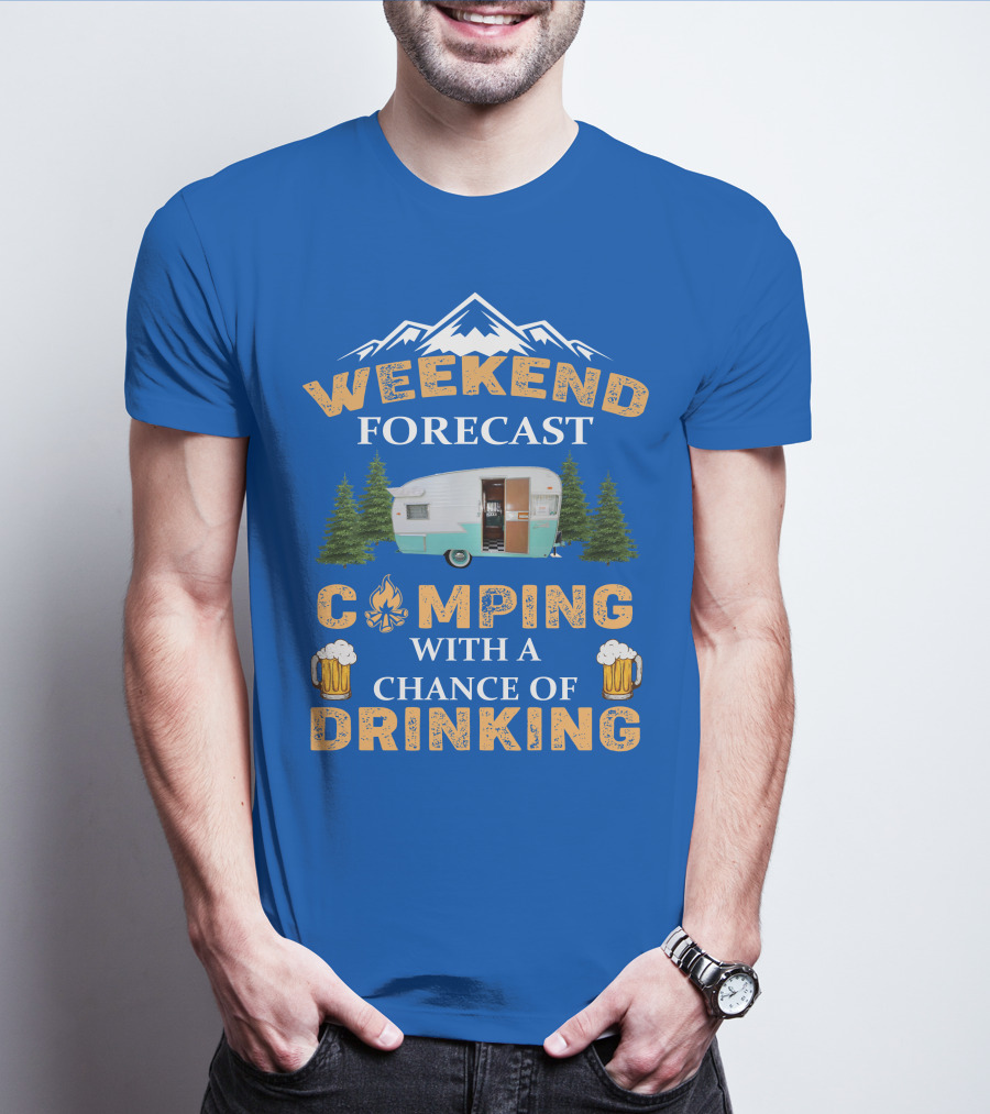 Weekend Forecast Camping Drinking Shasta COMPACT Trailer T-Shirt