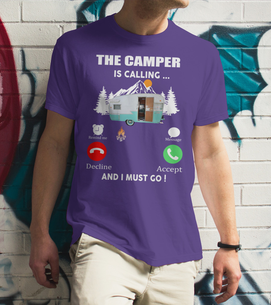 The Camper Is Calling And I Must Go Vintage Shasta Compact Trailers T-Shirt