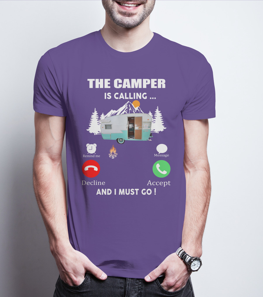 The Camper Is Calling And I Must Go Vintage Shasta Compact Trailers T-Shirt