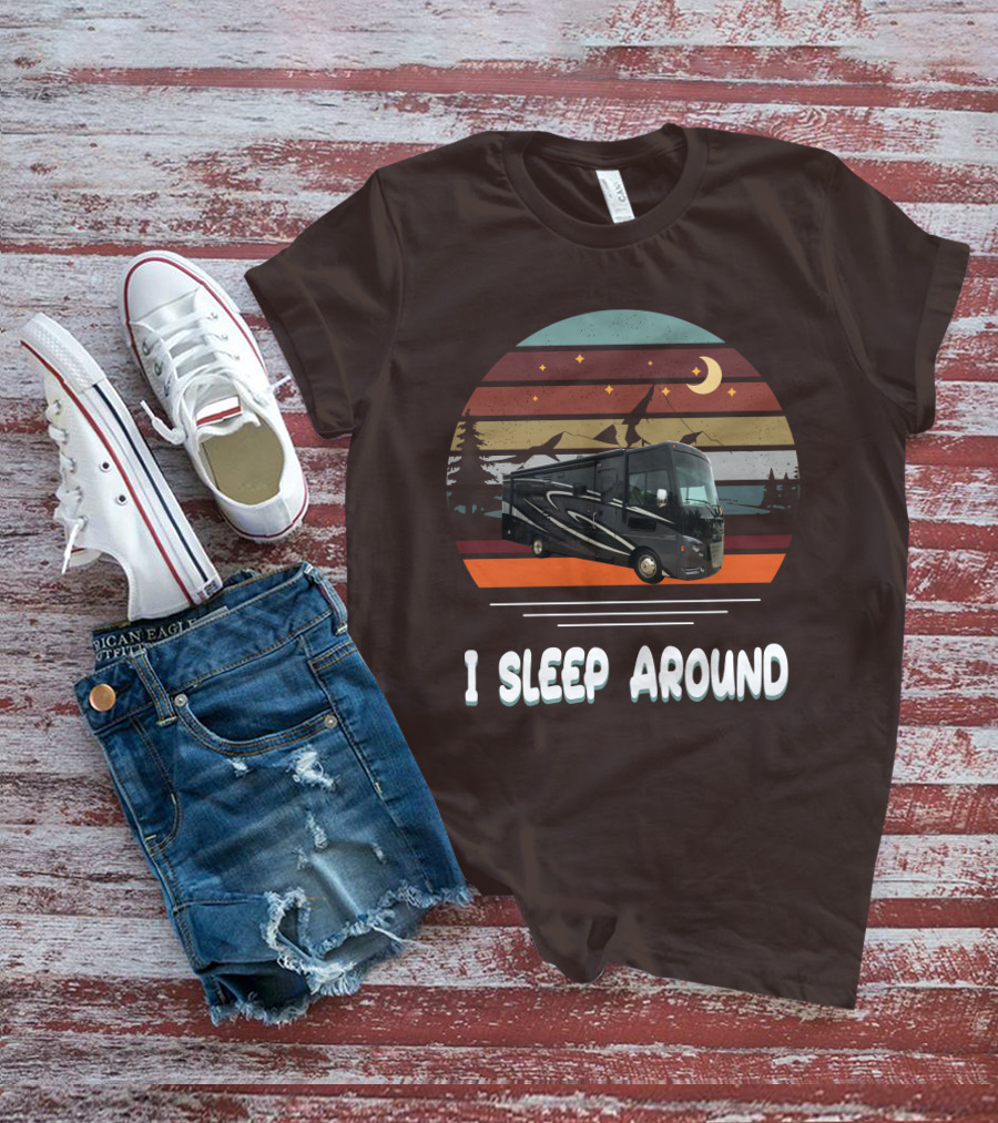 Winnebago Vista LX 27 I Sleep Around Retro Moon Stars Camping T-Shirt