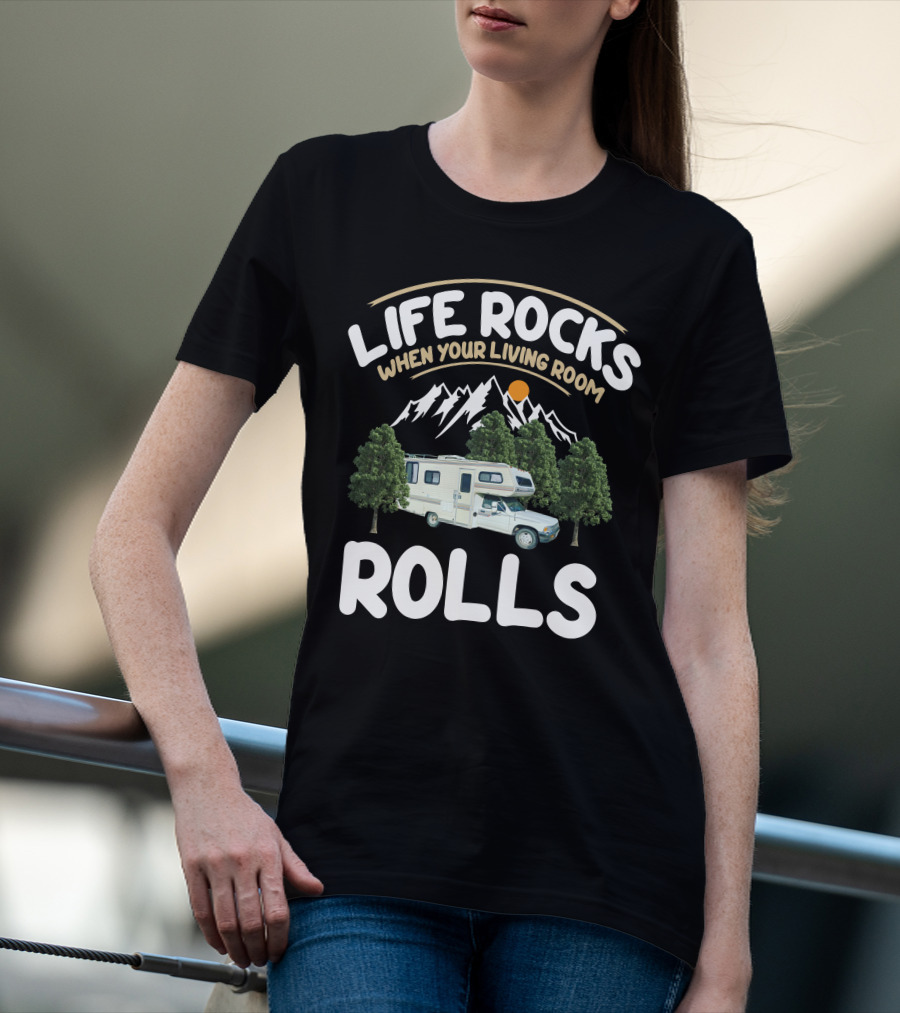 Life Rocks When Your Living Room Rolls 89 Toyota Dolphin Camper Adventure T-Shirt