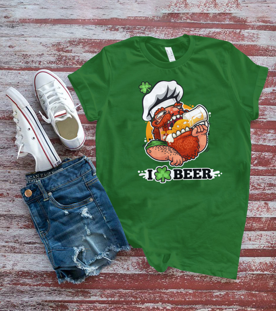 Irish Chef Shamrock I Love Beer T-Shirt