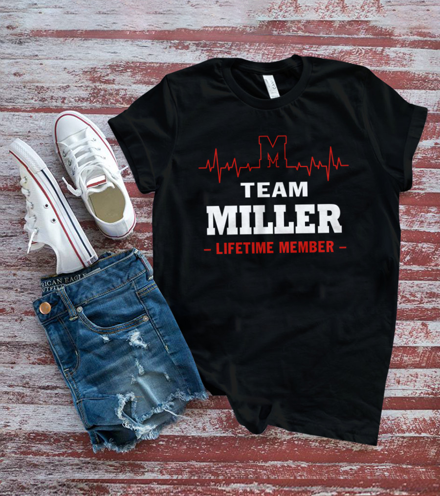 Team Miller Lifetime Member Red Heartbeat Line M T-Shirt
