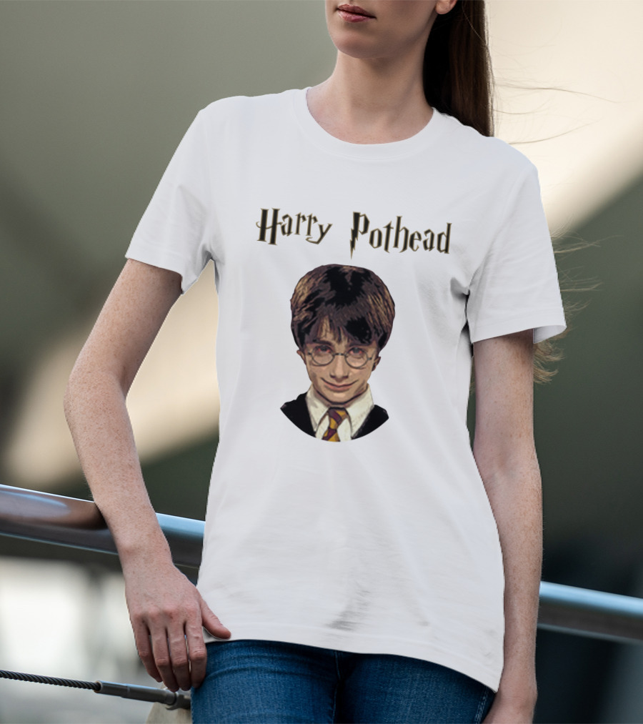 Harry Pothead Wizard Character Parody With Glasses And Lightning Font T-Shirt