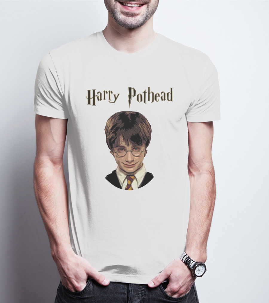 Harry Pothead Wizard Character Parody With Glasses And Lightning Font T-Shirt