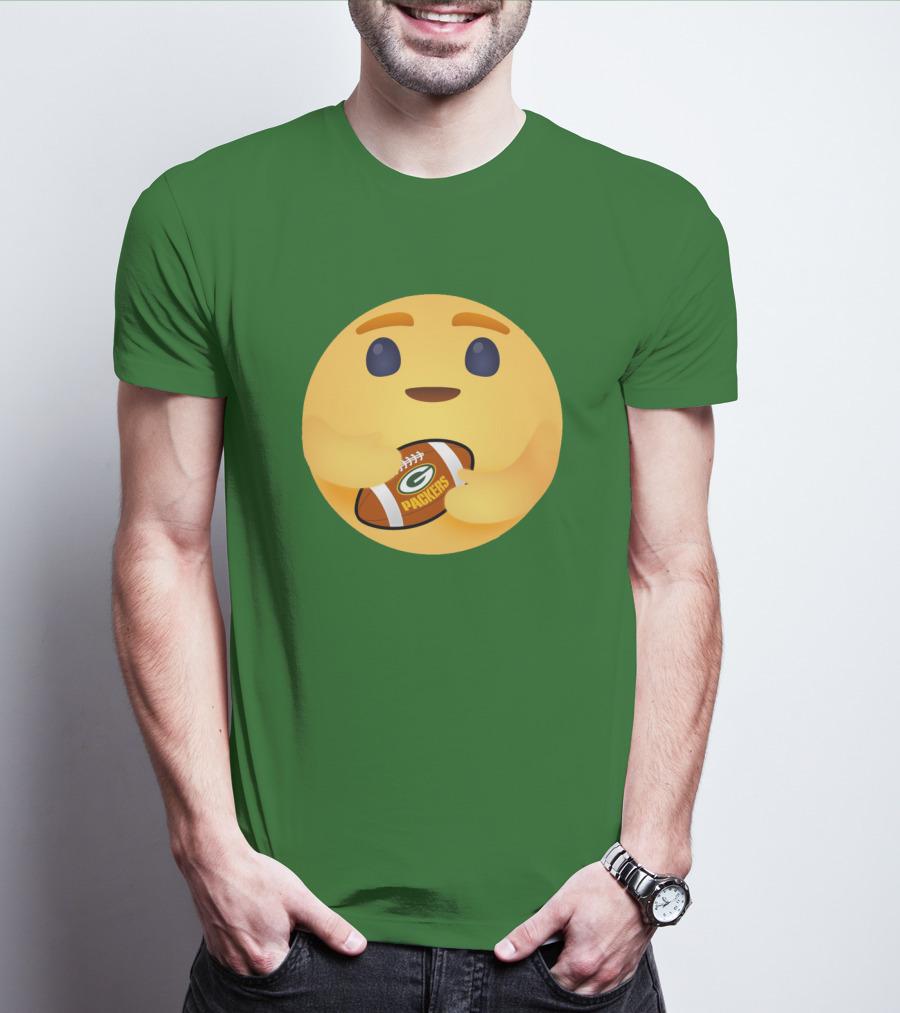 Care Emoji Hugs Green Bay Packers Football T-Shirt