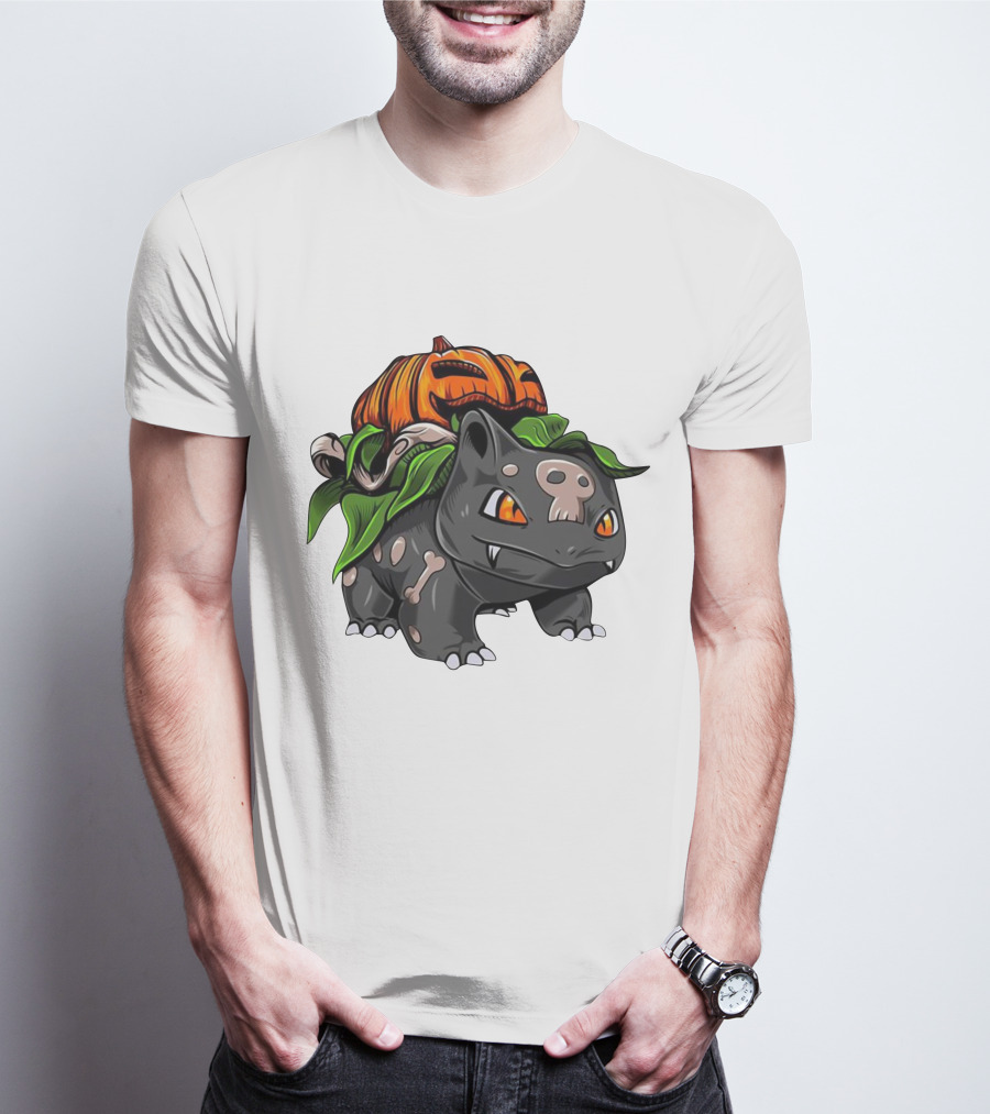 Halloween Bulbasaur Pumpkin Skeleton Spooky Pokemon T-Shirt
