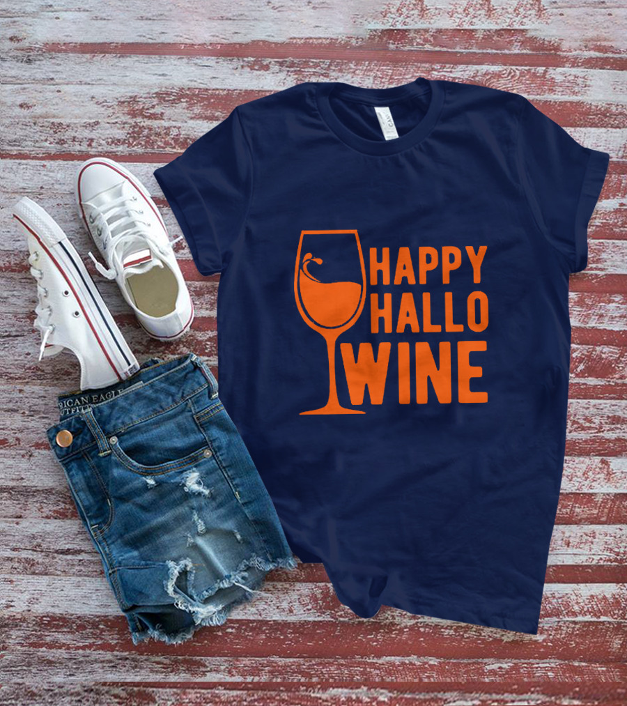 Happy HalloWine Wine Glass Halloween T-Shirt