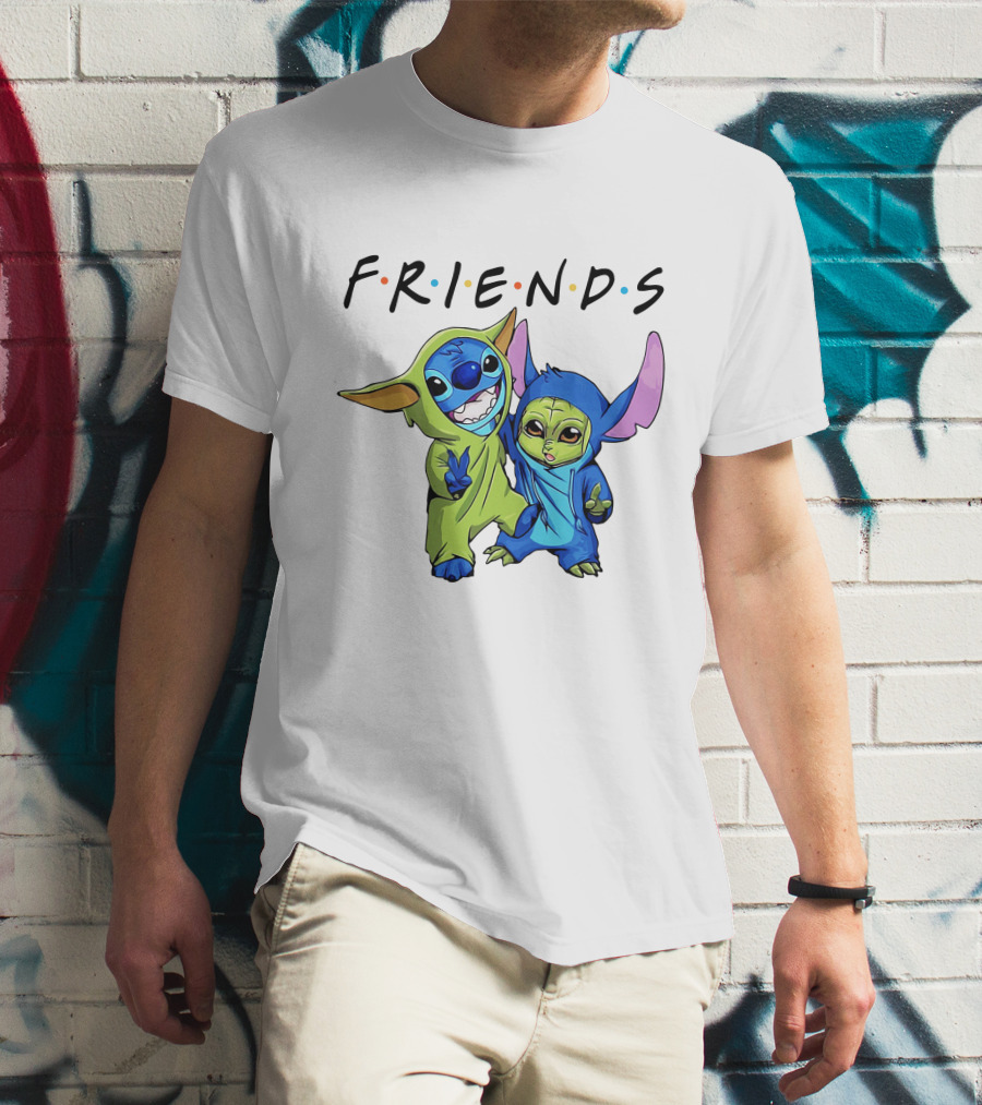 Stitch And Baby Yoda Friends TV Show T-Shirt