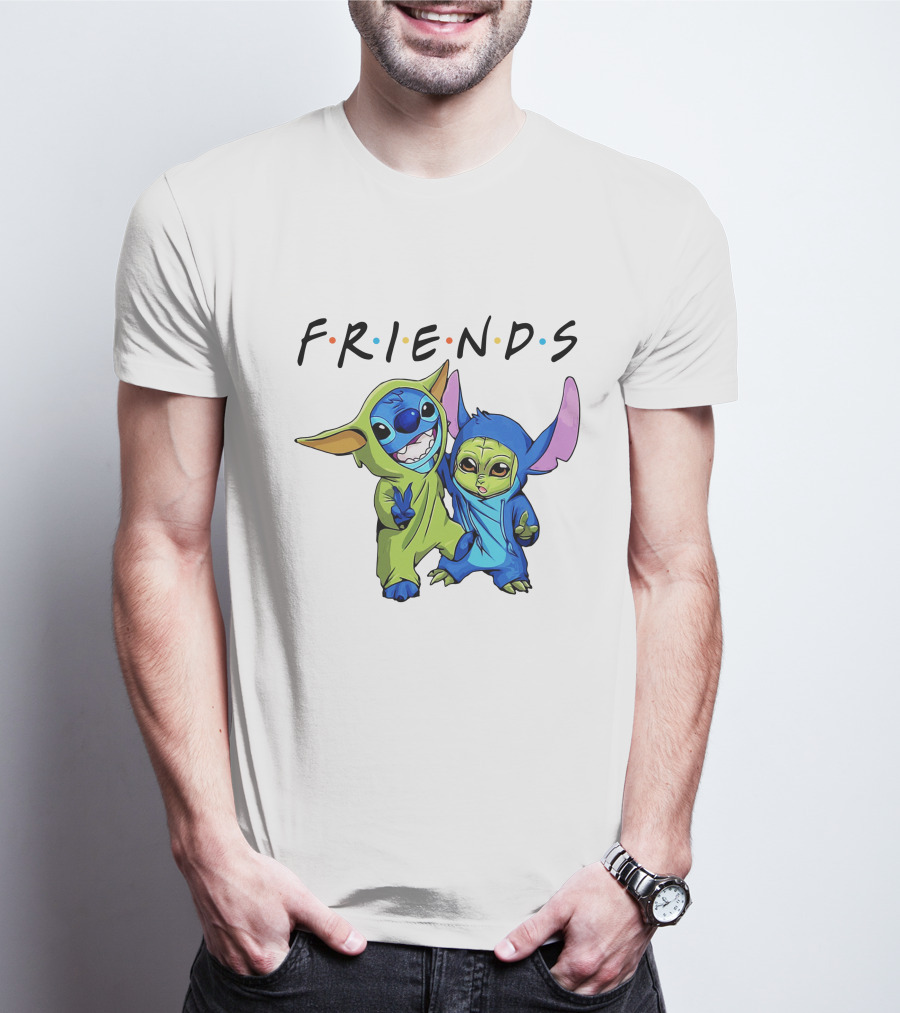 Stitch And Baby Yoda Friends TV Show T-Shirt