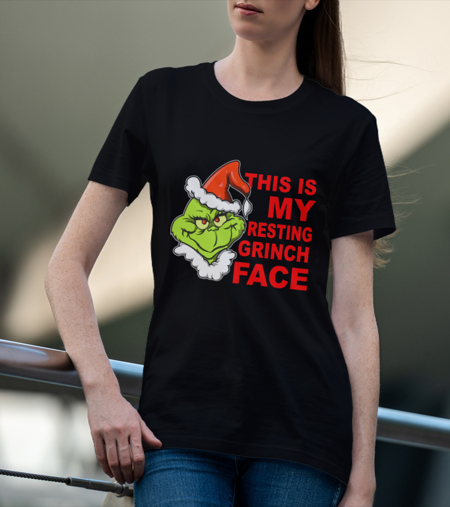 This Is My Resting Grinch Face Santa Hat Grumpy Expression T-Shirt