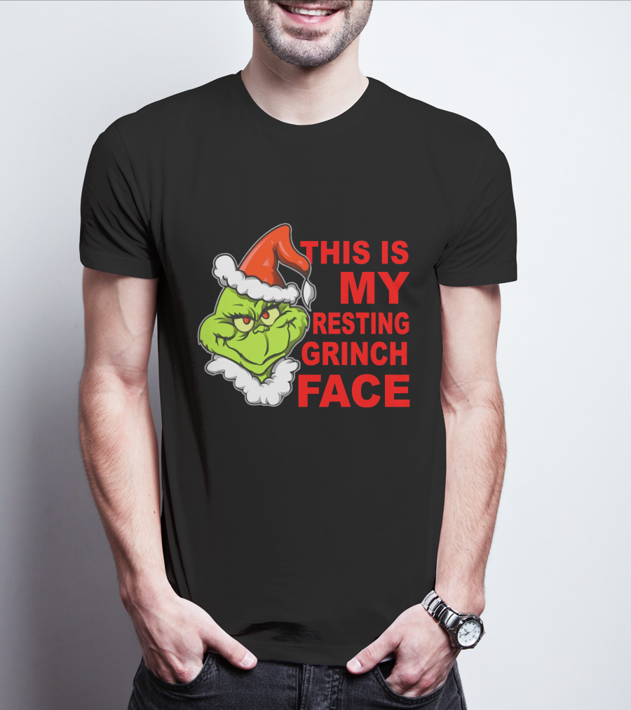 This Is My Resting Grinch Face Santa Hat Grumpy Expression T-Shirt