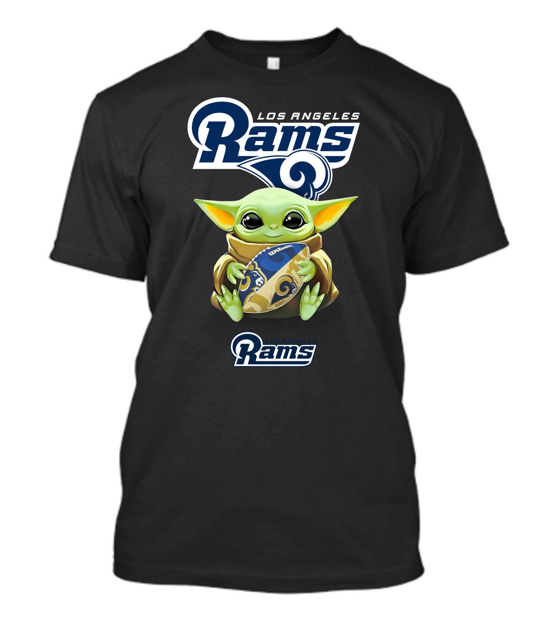 Los Angeles Rams Baby Yoda Holding Football Fan T-Shirt