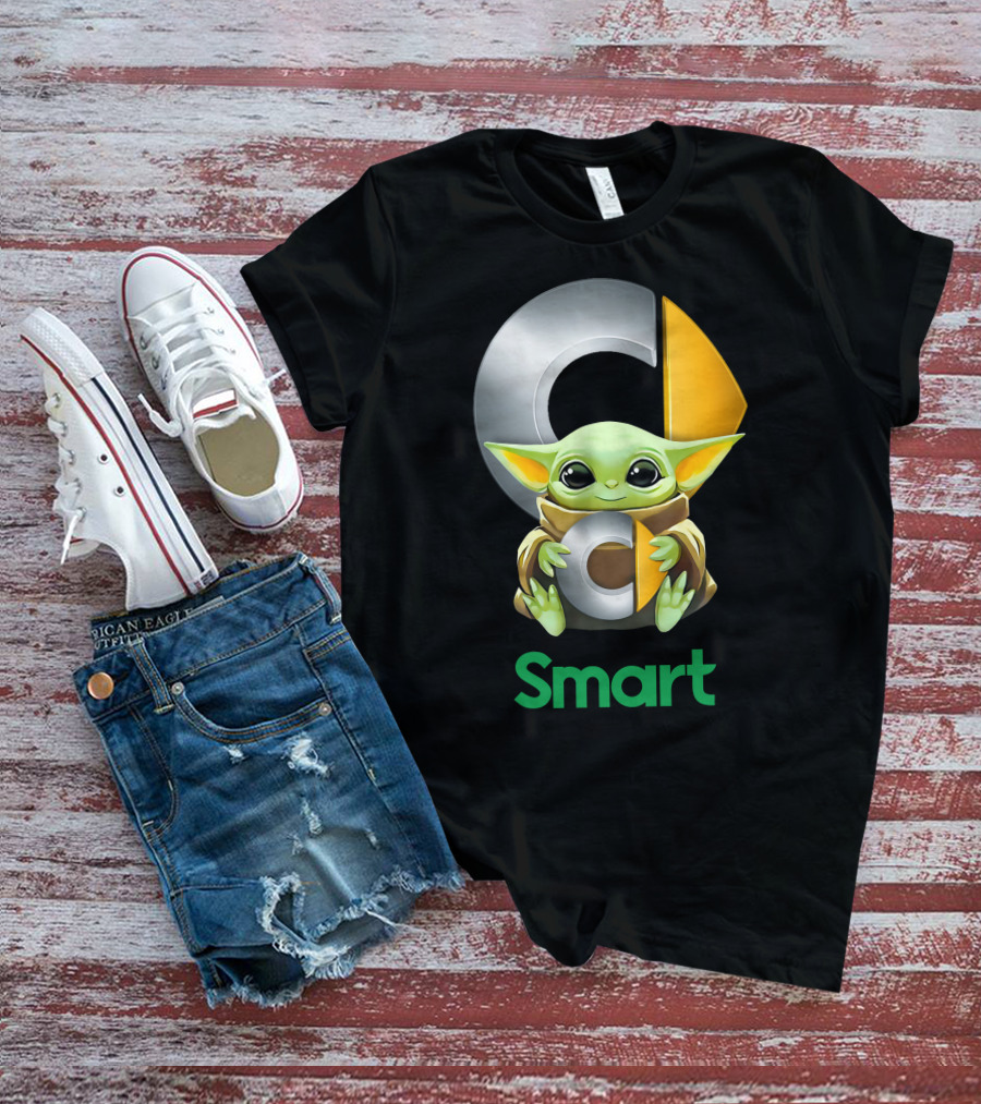 Baby Yoda Hug Commodore Logo Smart T-Shirt