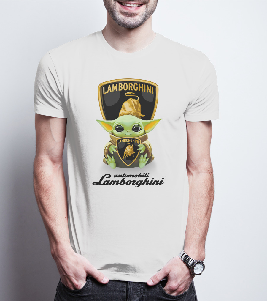Baby Yoda Hugging Automobili Lamborghini T-Shirt