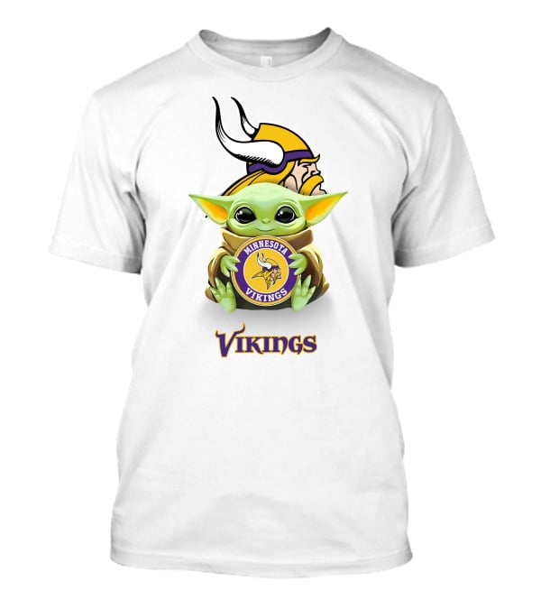 Baby Yoda Minnesota Vikings Vikings Logo White T-Shirt