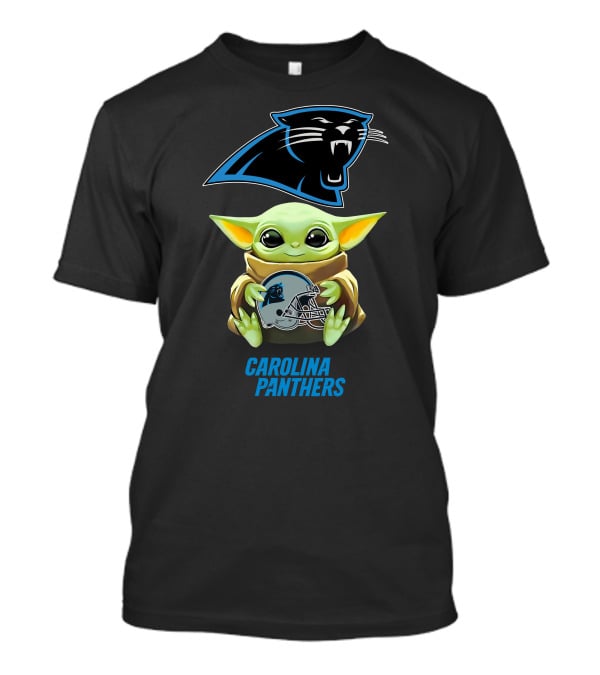 Star Wars Baby Yoda With Carolina Panthers Helmet T-Shirt
