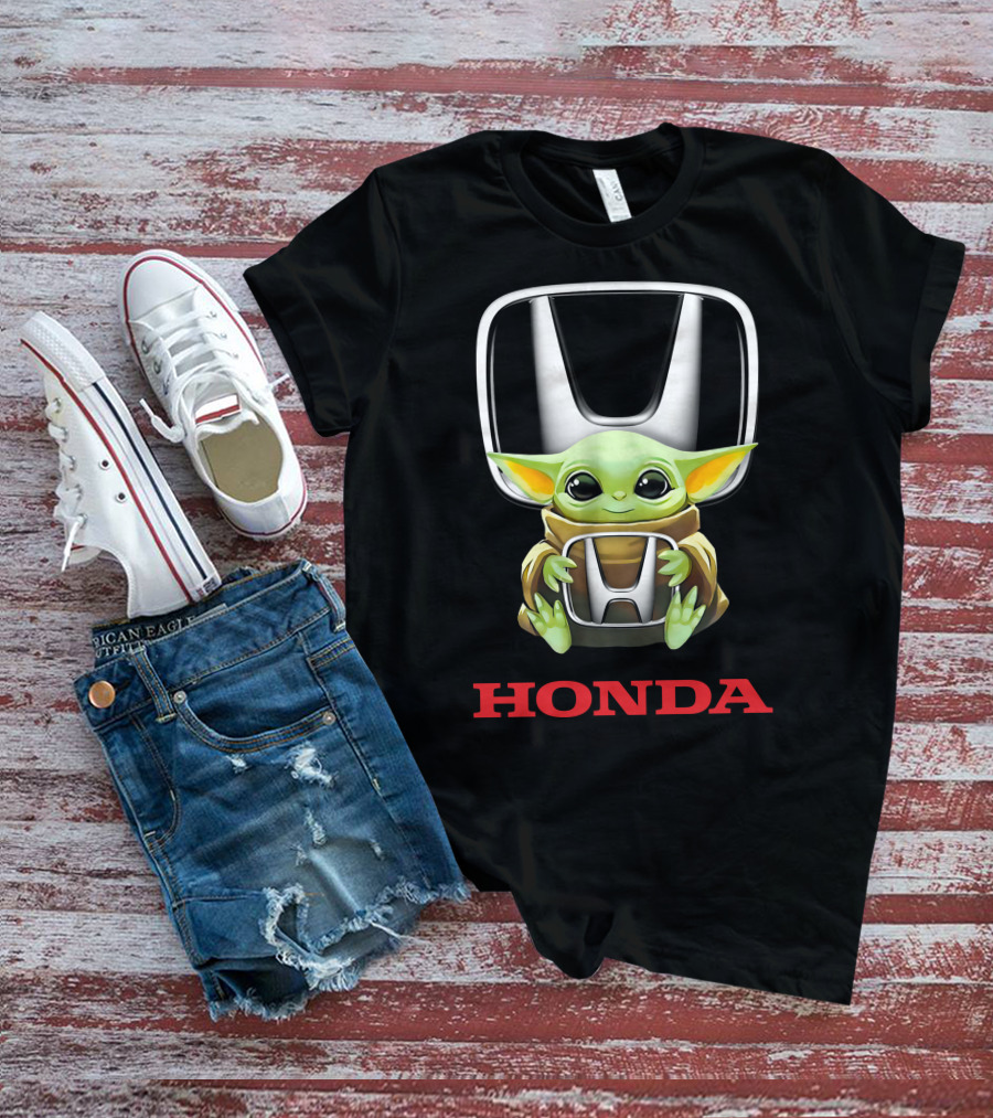 Star Wars Baby Yoda Holding Honda Emblem T-Shirt