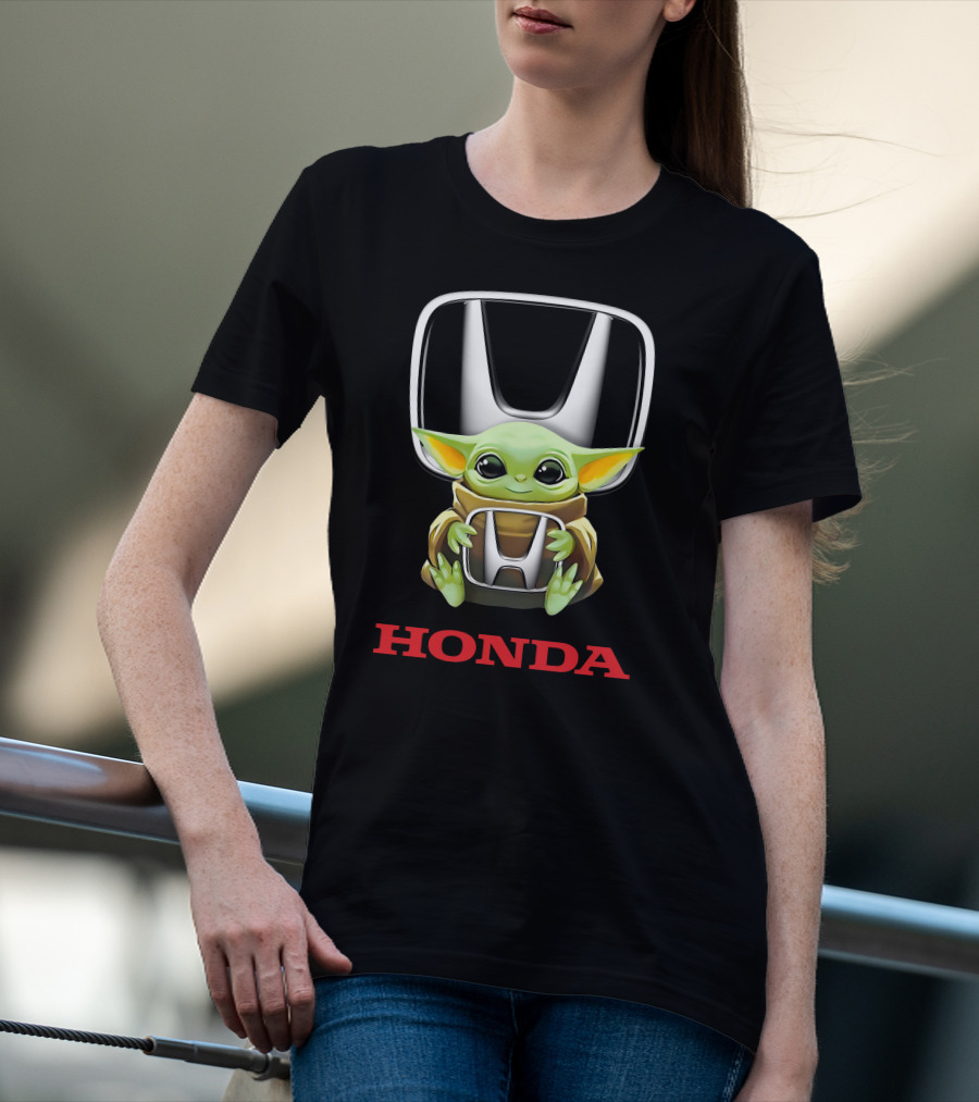 Star Wars Baby Yoda Holding Honda Emblem T-Shirt