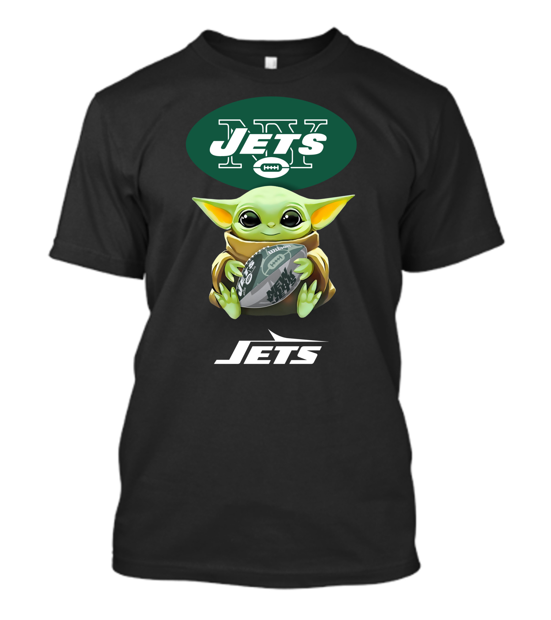 Star Wars Baby Yoda Hug Jets Football New York Tailgate T-Shirt
