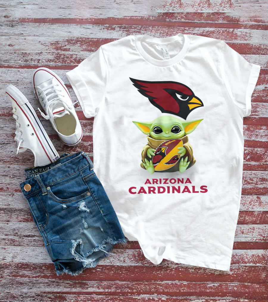 Baby Yoda Hug Arizona Cardinals Football T-Shirt
