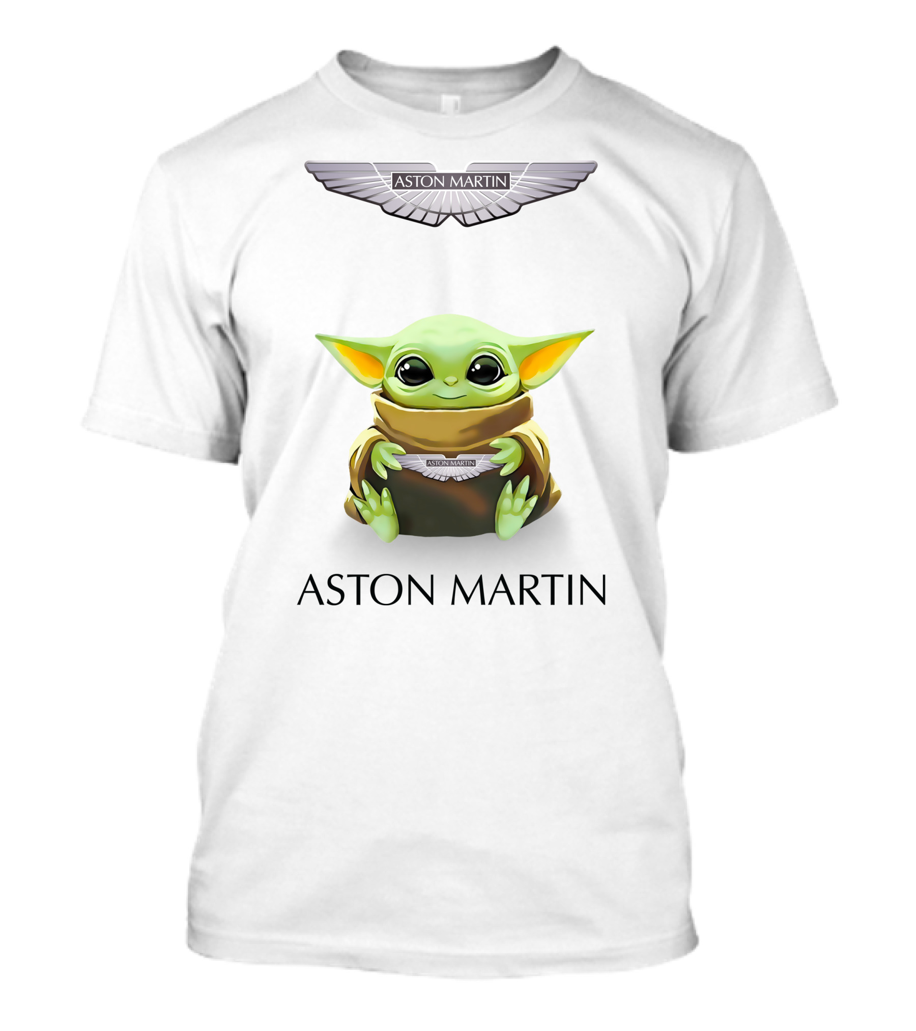 Baby Yoda Hug Aston Martin Logo White T-Shirt