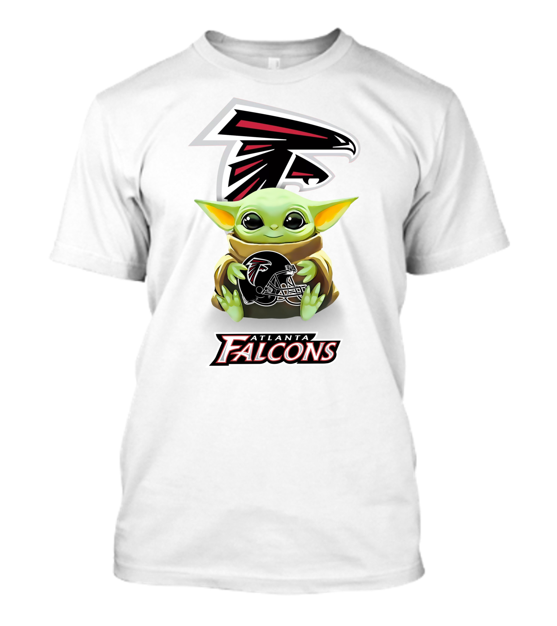 Baby Yoda Holding Atlanta Falcons Helmet With Large T-Shirt