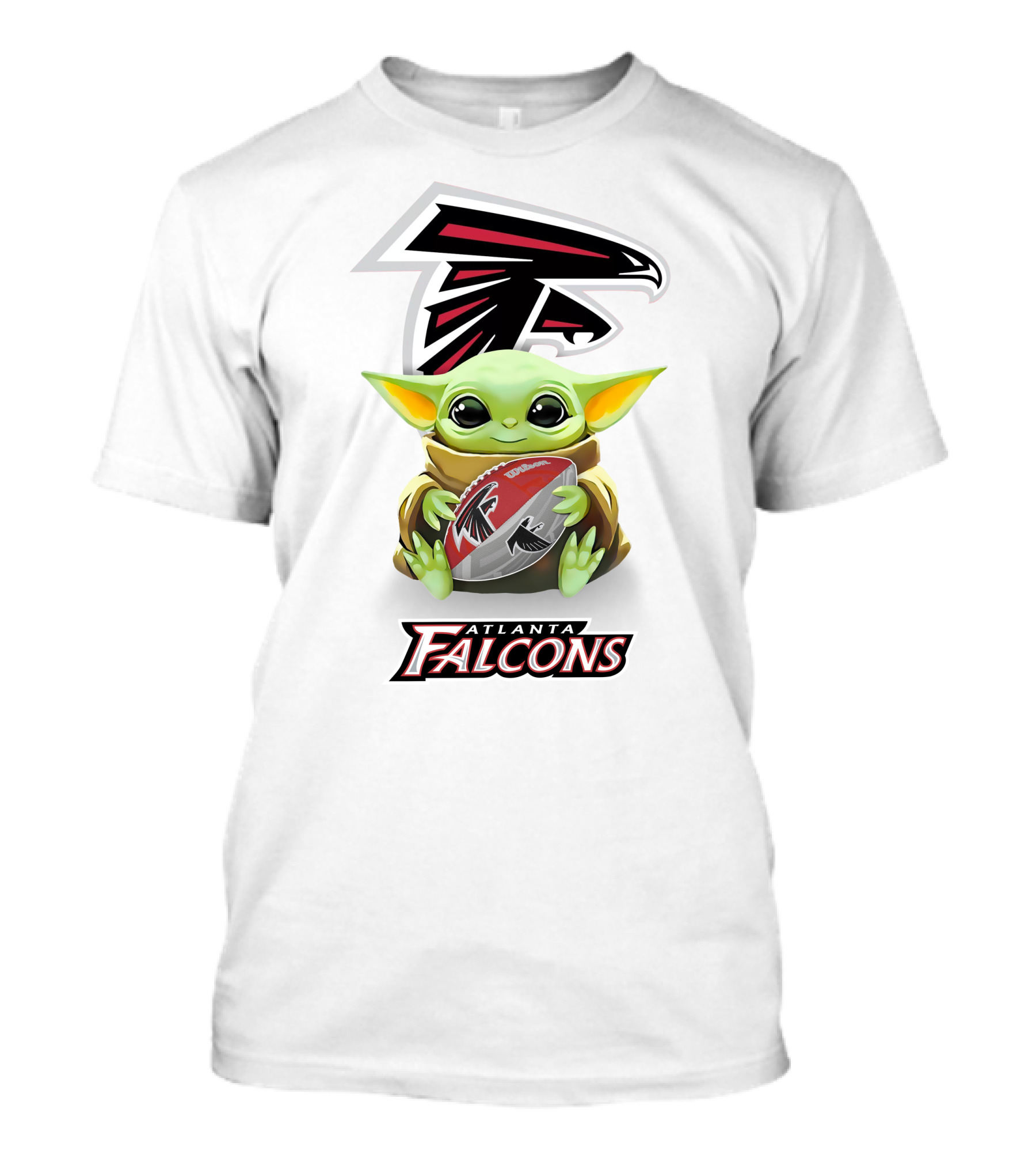 Baby Yoda Holding Atlanta Falcons Football Fan Gear T-Shirt