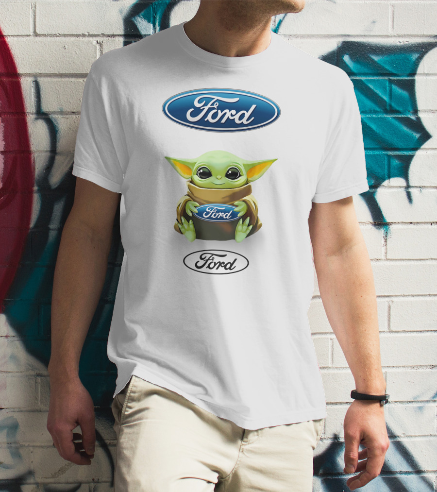 Baby Yoda Holding Ford Emblem With Ford T-Shirt