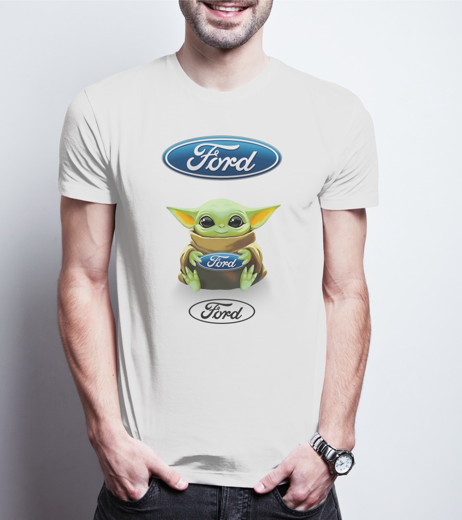 Baby Yoda Holding Ford Emblem With Ford T-Shirt