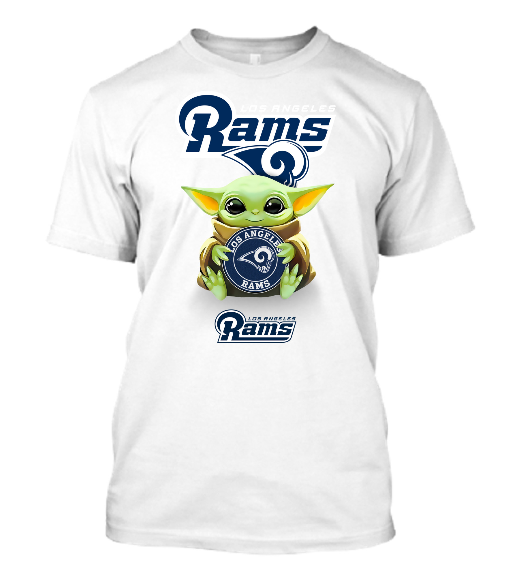 Rams Los Angeles Rams Baby Yoda Holding Los Angeles Rams T-Shirt