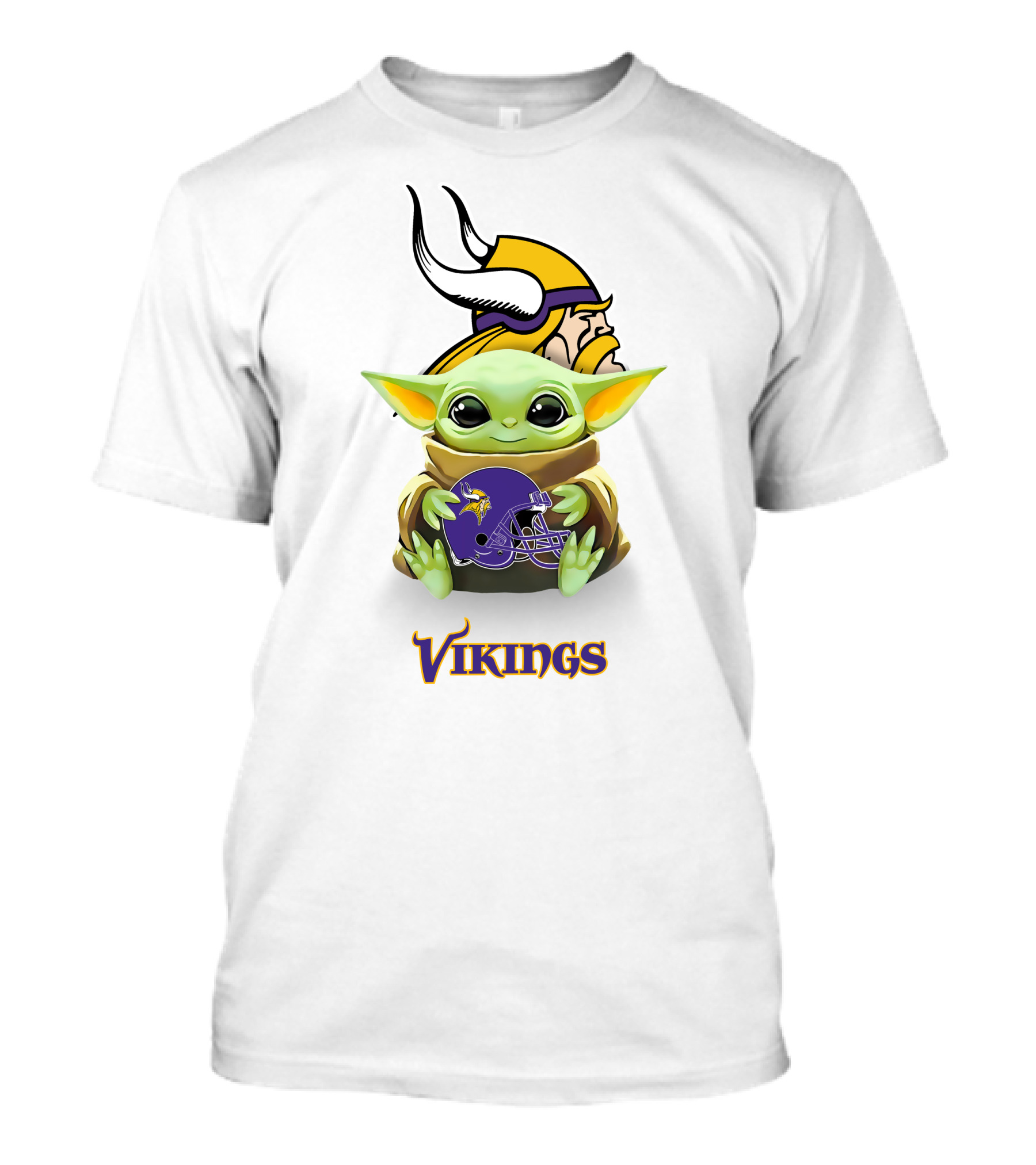 Baby Yoda Holding Minnesota Vikings Helmet T-Shirt