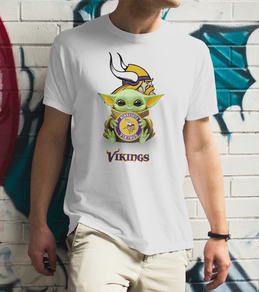 Minnesota Vikings Baby Yoda Hugging Team T-Shirt