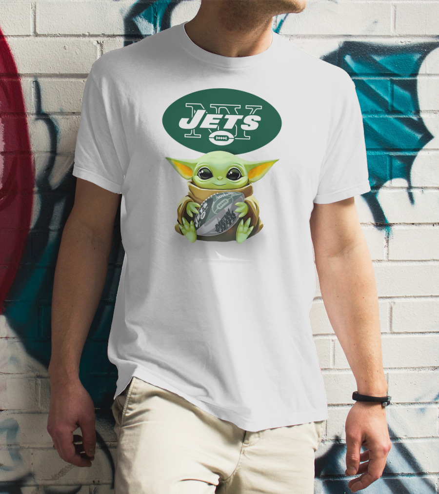 Baby Yoda Hugging New York Jets Football T-Shirt